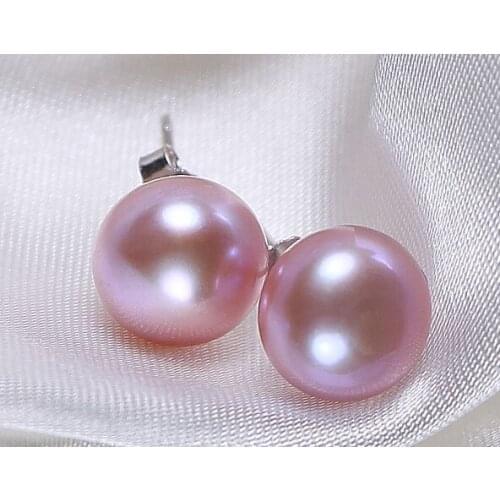 11-12mm genuine south sea pink bottom pearl earring