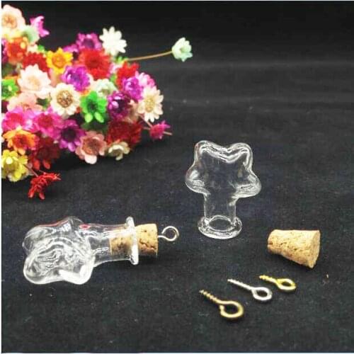 20sets/lot star wishing GLASS VIAL BOTTLES WITH CORK plug VIALS MESSAGE BOTTLE CUTE JARS PENDANTS CHARMS craft art project