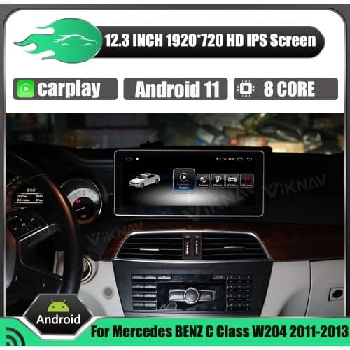 256G Android 11 car radio for Mercedes benz C class W204 2011-2013 LHD RHD car 12.3 inch stereo multimedia player GPS navi