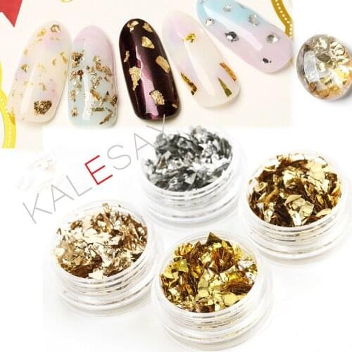 3D Nail Art Charms Gold Silver Manicure Nail Foil Transfer Laser Decal Nail Decor Decoration DIY Nail Supplies for Professionals