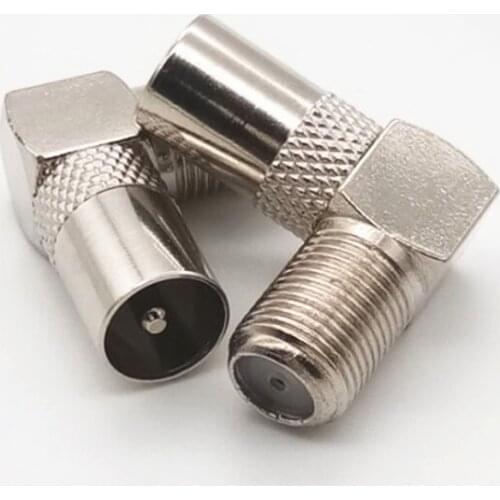 5Pcs 90 Degree Right Angled TV Aerial Cable Connector RF Coaxial F Female to TV Male Plug to Female Socket 9.5 TV