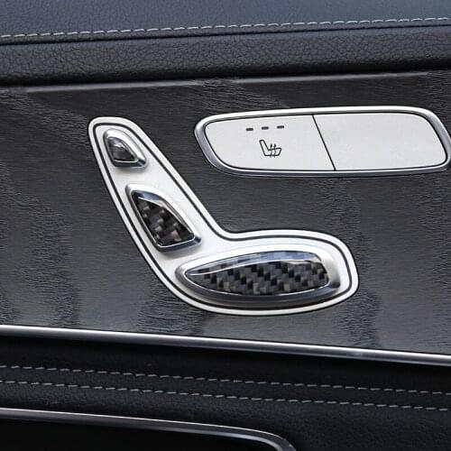 6pcs Carbon Fiber Car Side Seat Adjustment Switch Button Cover Trim For Mercedes Benz C E GLC Class W205 W213 X253
