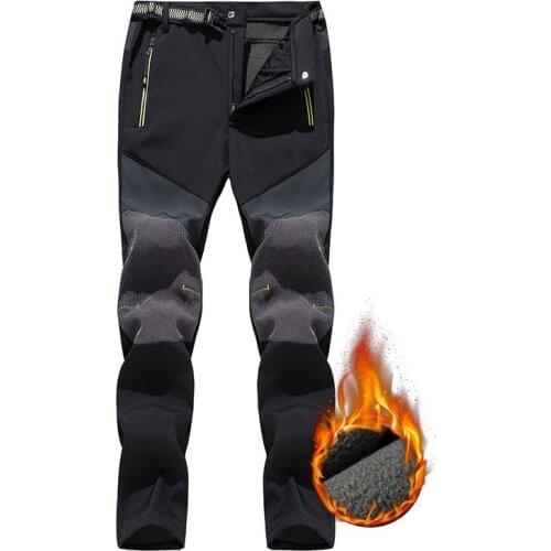Thick Warm Fleece Soft Shell Pants Men Outdoor Waterproof Windproof Hiking Trousers Fishing Camping Climbing Trekking Pants