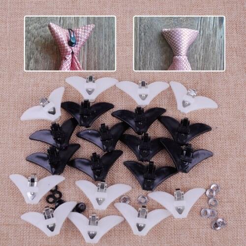 Black White 10pcs Plastic Triangle Clips Clasps for Ties Necktie Men Accessories
