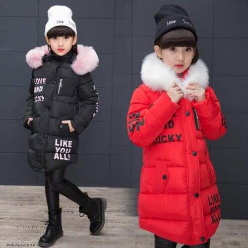Winter Baby Down Coat Child Outerwear Girls Parkas Teenager Hooded Warm Girls Cotton Padded Jackets Kids Winter Clothes 4-15yrs