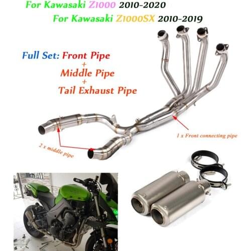 For Kawasaki z1000 z1000sx Motorcycle Front Middle Pipe Escape Tail Exhaust Muffler Pipe DB Killer Full Set Silencer System Refi