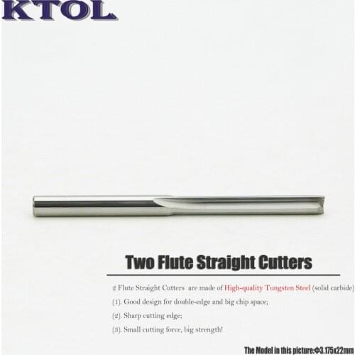 3.175mm Cel22-52mm Two Straight Flute Wood Milling Cutter Slot CNC Router Bit 10pc Solid Carbide Endmill Long MDF Cutting Tools