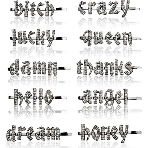 Ins Hot Fashion Women Girls Elegant Word Hair Clips New Arrival Gothic Letters Hair Ornament Hairpins Barrettes Hairwear Whosale
