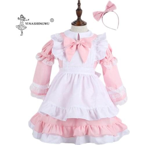 Halloween Carnival Cosplay Costume Suit Pink Alice Costume Wonderland Costume Maids Lolita Fancy Dress lady Anime Maid Uniform