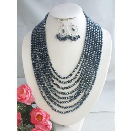 Classic 2021 Fashion african crystal beads necklace set nigerian wedding african beads jewelry Set