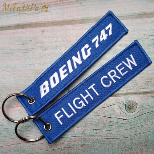 2 PCS Blue Boeing 747 Llavero Fashion Trinket Keychain Porte Clef Embroidery Aviation Key Chains Flight Crew Sleutelhanger Tags
