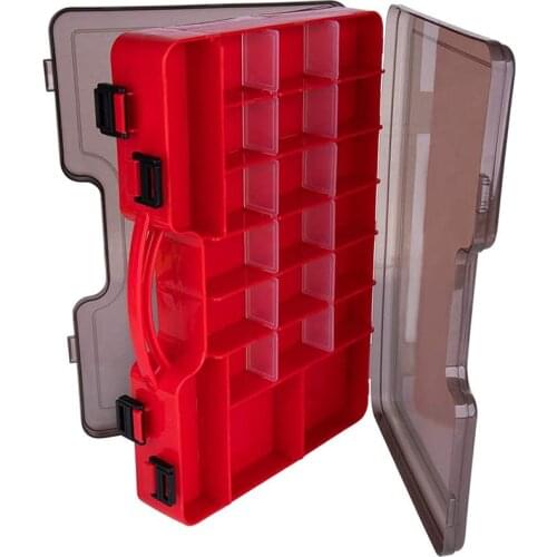Goture Fishing Tackle Box,Double-Sided with Handle 44 Removable Compartments Plastic Organizer Size L 30cm x W 20cm x H 7.6cm