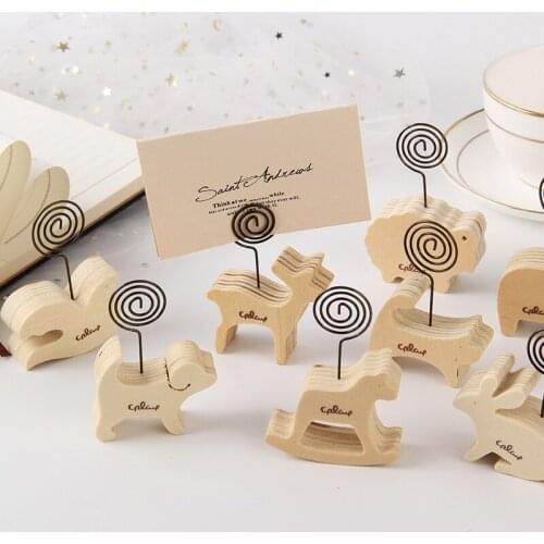 Creative Wood Cartoon Animal Wood Horse Desk Note Folder Message Photo Paper Card Clip Stander Holder Home Decorations