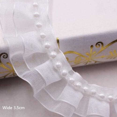 1Yards Beaded Trim Wedding Dress Lace Ribbon 2.5cm/3.5cm Guipure 3D Lace High Quality Beaded Lace Fabric Ribbons For Crafts QA18