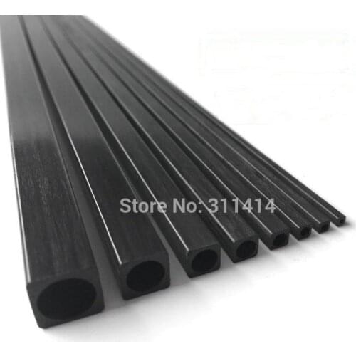 4pcs Carbon Fiber Square Tube High Strength Length 500mm Outer Diameter 2mm 2.5mm 3mm 4mm 5mm 6mm 8mm 10mm