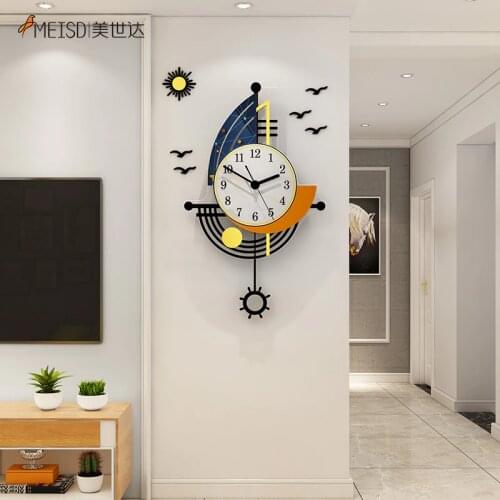 MEISD Creative Wall Clock Modern Boat Design Home Interior Watch Decoration Living Room Sea Mew Stickers Horloge Free Shipping