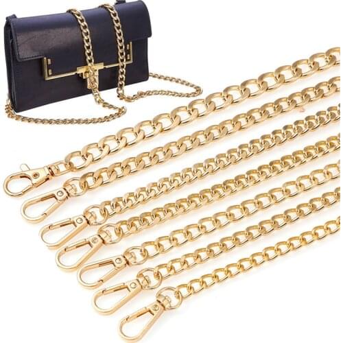 Gold Color Metal Chains Strap for Handbag 120cm Bag Handles Replacement Luxury Brand Detachable Crossbody Accessories 7.5mm-12mm