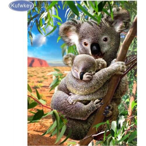 Koalas Full Square Diamond Embroidery Animals beaded DIY 5D Diamond Painting Cross Stitch Mosaic kit home Decorative Needlework