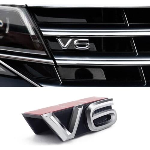 Car Body Sticker Emblem V6 Car Front Grill Sticker for VW TERAMONT PHIDEON ARTEON MAGOTAN PHAETON TOUAREG PASSAT VW V6 Sticker