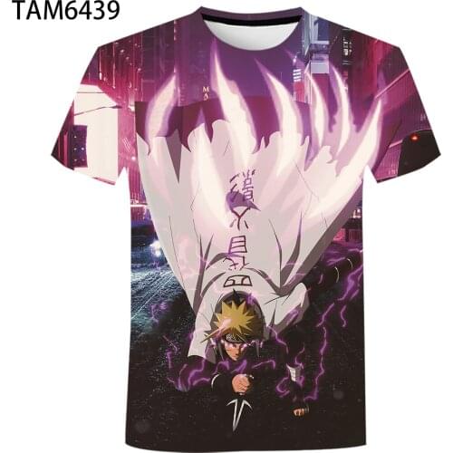 New Short-Sleeved 3D Anime Harajuku Cartoon T shirt Male Minato Childrens Casual Cool Fashion Hip-Hop mens Clothing