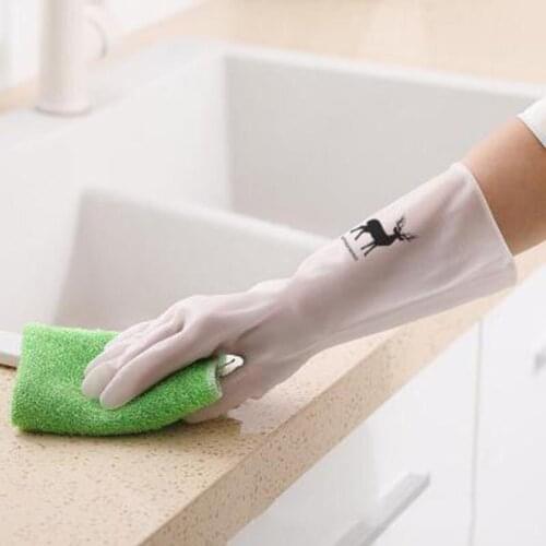 The New PVC Gloves S/M/L Code Dishwashing Gloves Durable Rubber Rubber Waterproof Plastic Household Kitchen Cleaning Work Gloves