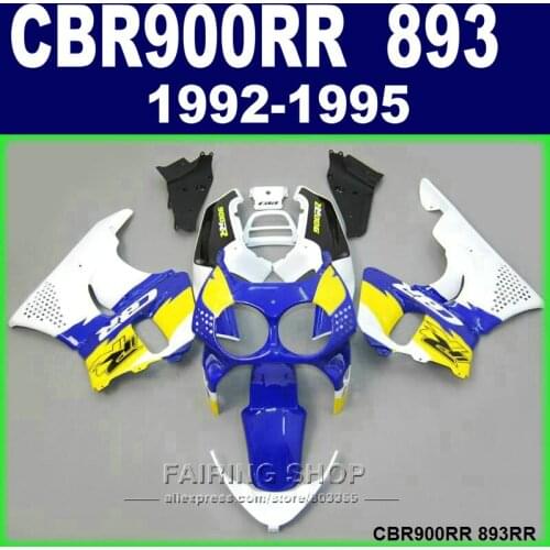 Motorcycle Fairings for HONDA CBR900RR 893 1992 1993 1994 1995 Blue White Yellow fairing kit CBR893RR 92 93 94 95 XF15