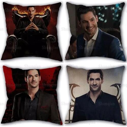 Custom Funny Lucifer TV Pillowcase High Quality Home Textile Cotton Linen Fabric 45x45cm One Side Decoration Pillow Covers