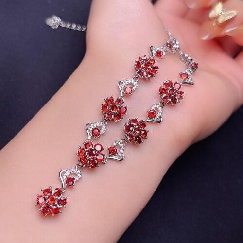 Natural Garnet Necklace 925 Sterling Silver New Womens necklace color beautiful gift