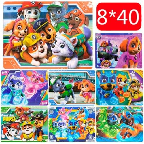 Hot 40*80Pieces Wooden Puzzles Paw Patrol Pattern Wood Jigsaw Toy Kids Educational Learning Toys for Children Christmas Gift
