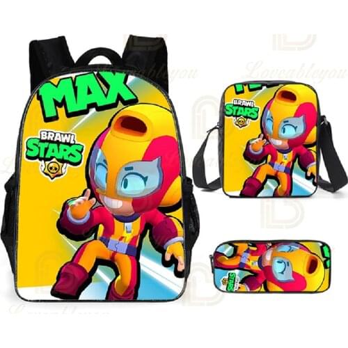 Brawlers Bull and Star,Schoolbag Pencil Boys Bag Leon Childrens Bags Kids Pencil Bag Game 3d Boys Girls Harajuku Backpack