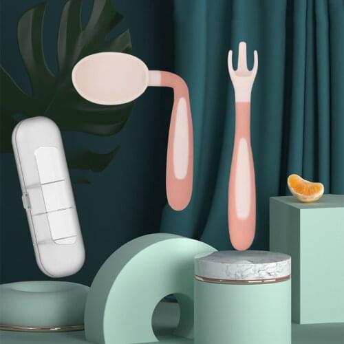 Bendable Non-slip Baby Tableware Cutlery Fork Spoon Dinnerware Solid Food Self Training Feeding for Kids Children Creative Gift