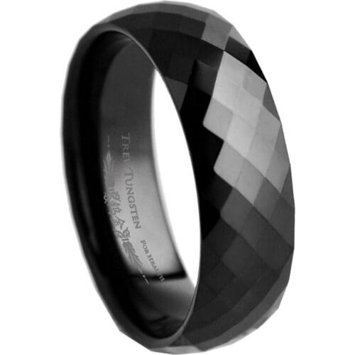 Width - 6mm US Size 7/7.5/8/8.5/9/9.5/10/10.5/11/12 Tungsten Ring 288 DiamondFaceted Style Mens Black Tungsten wedding Band