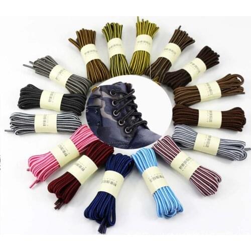 Hot 1Pair Striped Double Color Shoe laces Boots Outdoor Sport ShoeLaces Cotton Round Shoelace Length 70CM 90CM 120CM 150CM