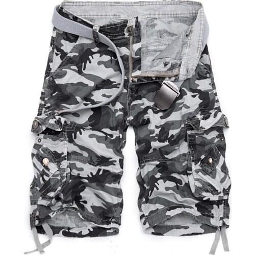 New Brand Men Casual Camouflage Loose Cargo Shorts Men Beach Shorts Large Size Multi-Pocket Military Short Pants Overalls