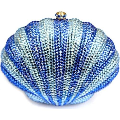 Blue Full rhinestones women plain evening bags clutch purse handbags for wedding bridal luxurious evening bag for christmas gift