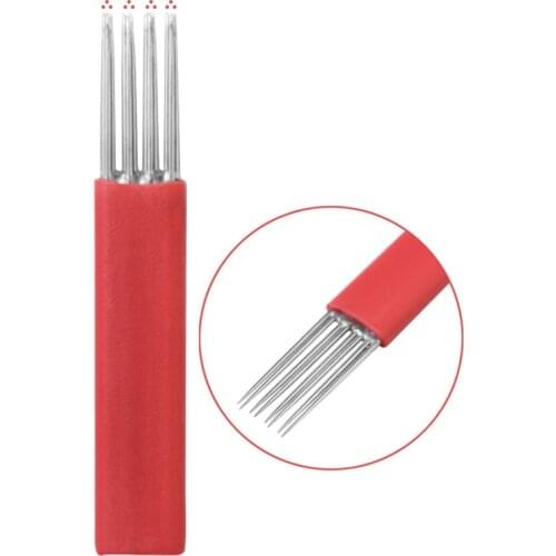 Tattoo Needles 4 Rows R3 12Pin Round Blades Sterilized Shading 50Pcs Eyebrow Lip Permanent Makeup Microblading Tebori Manual Pen