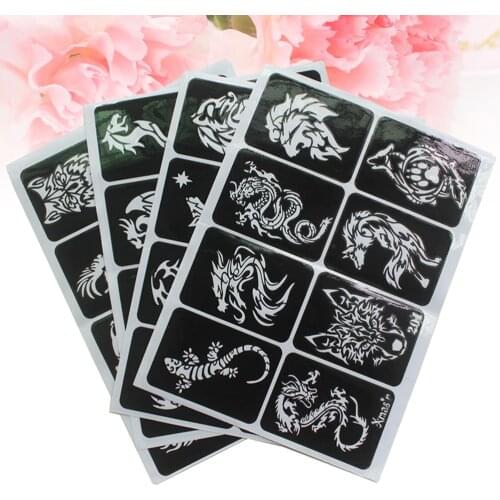 32pcs Self-adhesive Stencils Templates For Airbrush Spray Face Paint Henna Glitter Tattoos