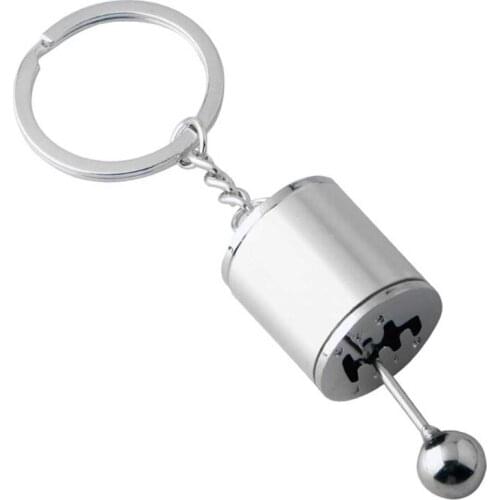 1pc Car 6 Speed Gear Shifting head Keychain Manual Transmission Lever Metal Key Ring Car Refitting Metal Pendant Car gear keycha