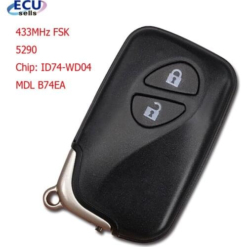 2 Buttons 433MHz ID74 Chip PCB 5290 Smart Key Keyless Go / Entry For Lexus CT200H RX350 RX450H Replace The Genuine Key MDL B74EA