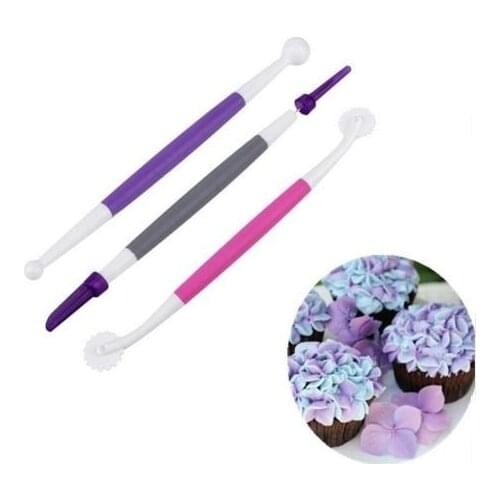 3Pcs/Set Cookie Fondant Tool For Modelling Sugarcraft Cake Decorating Plastic Confectionery Handle Sculpture Tool DIY