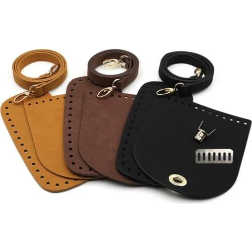 3Pcs/Set Artificial Leather Shoulder Bag Bottom Strap Replacement for DIY Knitting Crochet Handbag Sewing Accessories