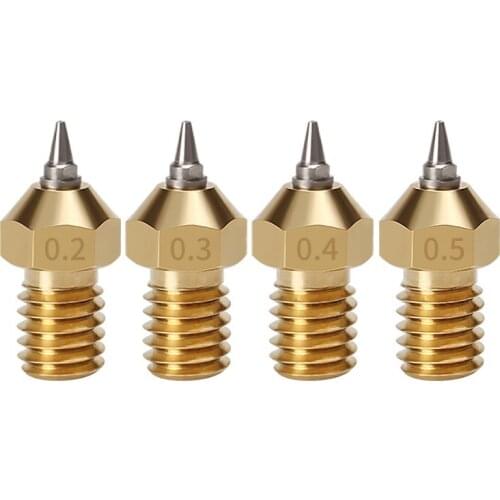 3d printer Nozzle E3D V6 V5 Brass Nozzle M6 threaded 0.2 -0.5mm Removable Stainless Steel Tips for 1.75mm filamnet