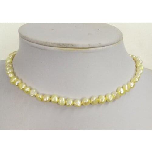 6x7mm light yellow baroque flat pearl choker necklace natural freshwater pearl Woman Jewelry 14'' 35cm 43cm 17