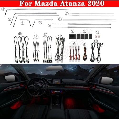 Car Ambient Light 64-Color Set For Mazda Atanza 2020 Button Control Decorative Atmosphere Lamp illuminated LED strip lighting