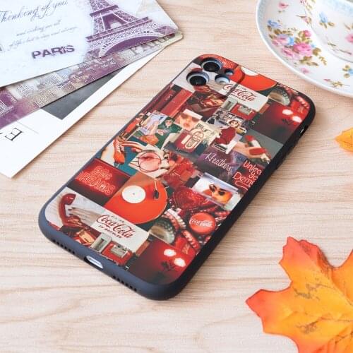 For iPhone Vintage Red Aesthetic Collage Print Soft Matt Apple iPhone Case