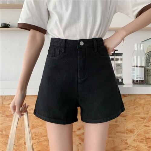 GOOHOJIO 2021 Summer New Large Size Wide Leg Shorts Vintage Jeans High Waist Button Chic Denim Shorts Casual Loose Jeans Female