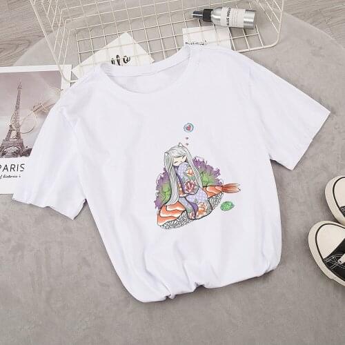 Anime Funny Graphics T Shirt for Girls Harajuku Clothes Aesthetic Cute Female T-shirt Kawaii Tees Fashion Short Sleeve Tshirts