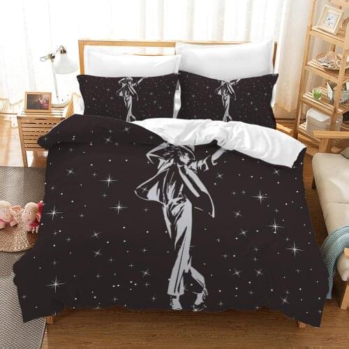 2/3 Pieces Michael Jackson Bedding Set 3D Printed Musician Duvet Cover Cartoon Bed Set Character Pattern Nostalgia For Kids Bed