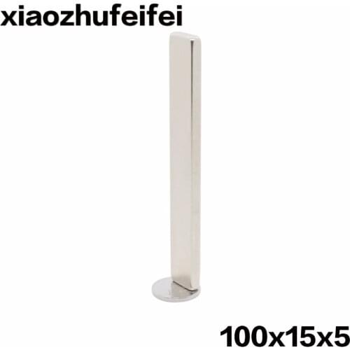 Wholesale n52 magnet lots 1 pcs Super Strong Block Cuboid Magnets Rare Earth Neodymium 100 x 15 x 5 mm 100*15*5mm