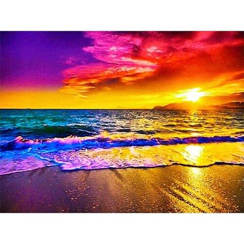 Special Shaped Sunset Beach Embroidered Diamond Paintings Full Drill 5D DIY Cross Stich Diamond Art Living Roonm Home Decor 1